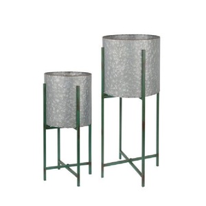 Nouveauté : Jardinière galvanisée pour la maison, l'hôtel, le bureau, le jardin. Ensemble de 2 jardinières galvanisées pour la décoration du sol et l'utilisation en jardin. - Product Image 5