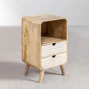 Table de chevet en bois massif de qualité supérieure avec tiroir et étagère – Table d'appoint moderne en bois pour chambre à coucher - Product Image 3