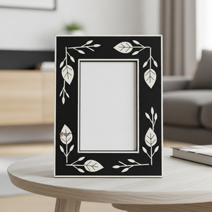 Premium Bone Inlay Picture <b>Frame</b> <b>Black</b> Floral Design Artisan Home Decor - Product Image 6