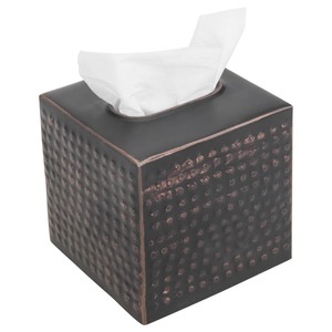 Hammered Metal Tissue Box Cover Decorative Tissue Holder Perfect For Living Room Dining <b>Table</b> Office And Bathroom Countertop - Product Image 1