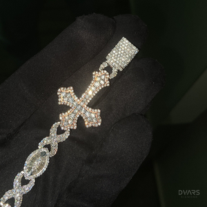 VVS1 Baguette Moissanite <b>Bracelet</b> Cross Link <b>Bracelet</b> Iced Out Hip Hop 925 Silver <b>Infinity</b> Link Chain <b>Bracelet</b> Religion Jewelry - Product Image 3