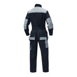 Combinaison de travail pour homme, noire et grise, en polyester, résistante à l'abrasion, plusieurs poches, manches longues, fermeture éclair sur le devant, uniforme - Product Image 2