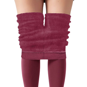 Leggings thermiques de qualité supérieure pour femmes, couleur bordeaux, taille élastique, effet amincissant, collants épais pour femmes - Product Image 5