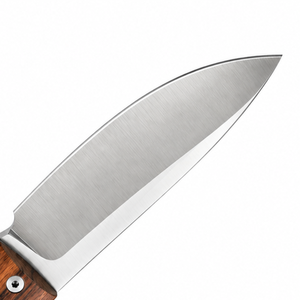 Couteaux pliants à manche en bois brun foncé avec lame argentée satinée, étui de transport en cuir noir et sangle de poignet pour l'extérieur et le quotidien - Product Image 2
