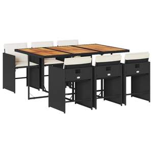 Juego de 6 Muebles de Jardín para Comedor en Color Negro y Marrón - Product Image 2