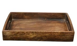 Plateau de service en bois rectangulaire au design minimaliste, finition polie, passe au lave-vaisselle, grande capacité pour le rangement des boissons et des aliments - Product Image 6