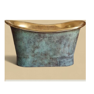 Baignoire ovale autoportante élégante en laiton, fabriquée à la main, finition patine laiton, accessoire de salle de bain classique de luxe, écologique, pour bain vapeur - Product Image 1