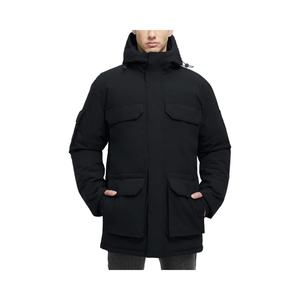 Parka Negra con Capucha para Mujer, Abrigo Casual de Invierno a Prueba de Viento, con Cierre y Bolsillos con Parches - Product Image 1