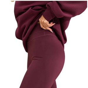 Burgundy Compression Legging Women High Waist Workout Tights Stretch Gym Yoga Pants Activewear Bottoms Daily Wear - Product Image 4