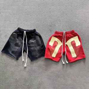Acid Wash Sun Faded Distressed Vintage Hoodie and Sweat <b>Shorts</b> Custom Full <b>Zip</b> up Hoodie Puff Print <b>Shorts</b> Set for <b>Men</b> - Product Image 4
