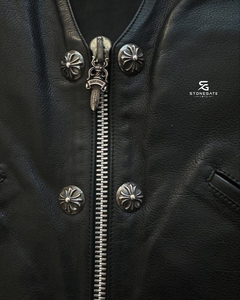 <b>Men's</b> Genuine <b>Leather</b> <b>Vest</b> Adults Custom Wholesale OEM Motorcycle Sleeveless Biker Jacket Vintage Casual Premium Outerwear 2026 - Product Image 3