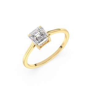 Bague solitaire REYES GRA avec halo caché en moissanite, argent sterling 925, cadeau de fiançailles et de mariage, bijoux fins pour femmes - Product Image 1