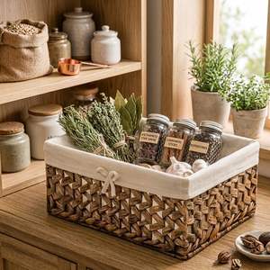 Cesta de Almacenamiento de Jacinto de Agua Más Vendida, Cesta Tejida a Mano Natural para Decoración del Hogar - Product Image 5