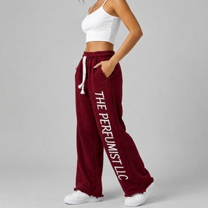 Pantalon de survêtement oversize en coton épais 100 % avec strass, style streetwear vintage, coupe droite, imprimé personnalisé pour femme - Product Image 3