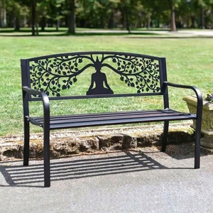Weatherproof Powder Coated Wrought Iron European Design KHP Brand Park Bench Custom Hand Forged Metal Garden Long <b>Chair</b> <b>2</b>-Seater - Product Image 2