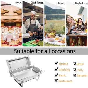 9L 1*2 Single Basin Stainless Steel Rectangular Buffet Stove Party Tableware & Table Decorations with Logo - Product Image 5
