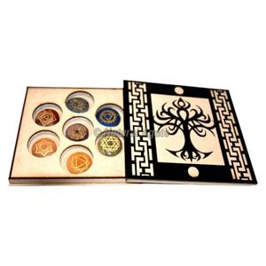 7 pierres de chakra avec boîte cadeau de symbole de cercle gravé | Fournisseur de pierres de chakra en ligne avec des symboles et des designs uniques gravés - Product Image 2