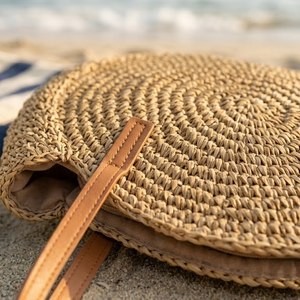 Women Seagrass <b>Straw</b> Clutch <b>Bag</b> Handmade Woven Beach Seagrass Handbag with Leather Strap Custom Logo Available - Product Image 5