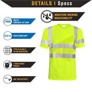 เสื้อโปโลแขนสั้นสีเหลืองผสมสีดำ เสื้อทำงานสำหรับผู้ชาย เสื้อสะท้อนแสงสำหรับงานก่อสร้าง - Product Image 4