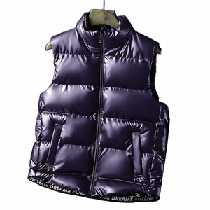 Minimalist Plain Men Hooded Puffer Vest Quilted <b>Thermal</b> Reflective Lining <b>Gilet</b> - Product Image 3