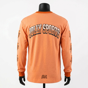 เสื้อยืดแขนยาวผ้าฝ้ายคุณภาพสูง 210 GSM สีส้ม พิมพ์ลายกราฟิก สกรีนโลโก้ตามสั่ง เสื้อยืดแขนยาวผู้ชาย - Product Image 3