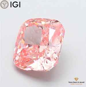 เพชรทรงสี่เหลี่ยมคุชชั่น น้ำหนัก 3.00 กะรัต พร้อมใบรับรอง IGI ความสะอาดระดับ VS1 สีชมพูแฟนซีสดใส เพชร CVD ผลิตในห้องปฏิบัติการ สำหรับเครื่องประดับเจ้าสาว - Product Image 3