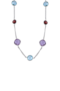 Collar de Topacio Azul, Amatista y Granate en Plata de Ley 92.5 KLSS-40176 - Product Image 2