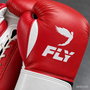 Fly <b>Red</b> Leather Boxing Gloves Velcro Closure Training Gloves for Adults Breathable Design - Product Image 3