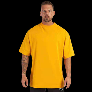 T-shirt en coton blanc surdimensionné pour homme, manches courtes, col rond, jersey tricoté, logo frontal, poids lourd, style streetwear - Product Image 3
