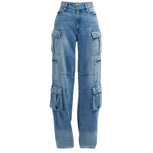 Pantalones Vaqueros de Mezclilla de Corte Holgado para Mujer, Estilo Casual y Urbano, con Bolsillos Tipo Cargo, Más Vendidos - Product Image 1