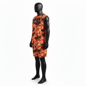 Conjunto deportivo de camiseta sin mangas y pantalones cortos para hombre, diseño premium de poliéster con logotipo sublimado, conjunto de camiseta sin mangas y pantalones cortos para hombre - Product Image 4