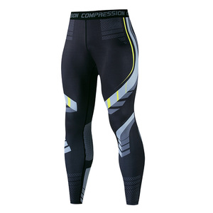 <b>Men</b> Customizable <b>Compression</b> <b>Leggings</b> Full Length Solid Pattern Spandex/Nylon Elastic Waistband - Product Image 1