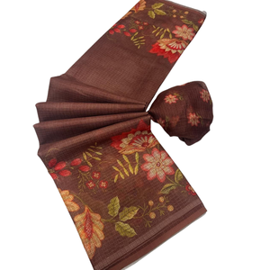 Sari à imprimé floral tendance avec chemisier assorti – Vêtement ethnique élégant pour femmes - Product Image 1