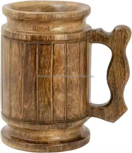Jarra de cerveza de madera natural hecha a mano para beber cerveza tradicional y regalar por Artisan Craft - Product Image 6