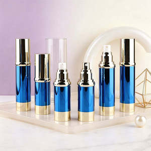 Flacon de soin pour émulsion électroplaqué bleu avec fenêtre de visualisation supérieure et distributeur sous vide, mécanisme 15ML30ML50ML, nouveau modèle - Product Image 6