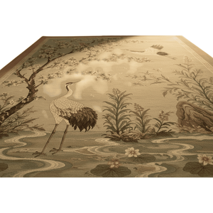 Tapis en laine noué à la main de qualité supérieure, motif grue japonaise Chinoiserie, motif floral botanique oriental, à poils denses, pour grossistes - Product Image 5