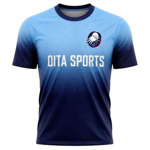 เสื้อฟุตบอลสีน้ำเงินอ่อนแบบซับลิเมชั่นสำหรับผู้ชาย ชุดทีมกีฬา แขนสั้น สำหรับแข่งขันและฝึกซ้อม - Product Image 1