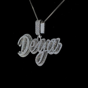 Colgante con nombre personalizado de 1,5 pulgadas, 2 pulgadas, 2,5 pulgadas, S925 D VVS, colgante de moissanita Hip Hop personalizado - Product Image 2