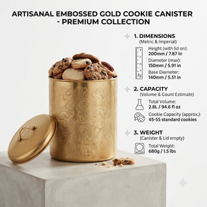 Handcrafted Brass <b>Storage</b> Canister with Lid Metal <b>Kitchen</b> <b>Storage</b> <b>Jar</b> Decorative Countertop Container <b>for</b> Tea Coffee Sugar - Product Image 5