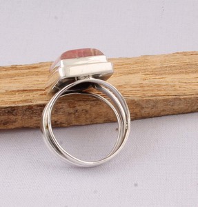 Wholesale Classic Natural Rhodochrosite 925 Sterling <b>Silver</b> Square Gemstone Multi Split Band Party <b>Statement</b> <b>Ring</b> Supplier - Product Image 3