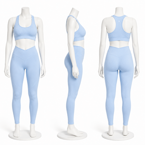 Women V Waist Yoga Set High Waist Leggings Sports Bra Fitness Gym Workout Activewear Set - Product Image 3
