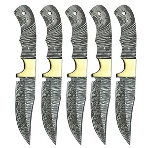 Lames brutes Skinner en acier Damas pour couteaux à lame fixe DIY, avec contreforts en laiton OEM, pleine longueur de lame, pour la fabrication de couteaux de camping et de chasse - Product Image 4