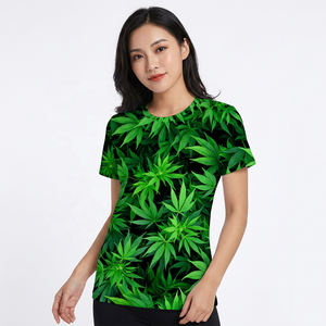 T-shirt à manches courtes pour homme, col rond, imprimé numérique, motif feuille verte, décontracté, tricoté, coupe classique, vert, streetwear, t-shirt graphique - Product Image 6