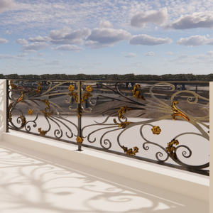 Rampe de balcon moderne en fer forgé avec finition thermolaquée, design personnalisé pour une décoration élégante de balcon extérieur. - Product Image 4