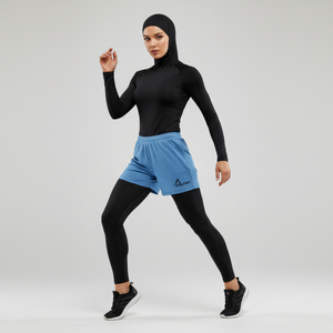 Muslim Women Modest Hijabi Running 2 in 1 Shorts Compression Comfort Waist Breathable Quick Dry Lightweight Sweat-Wicking UPF50+ - Product Image 1