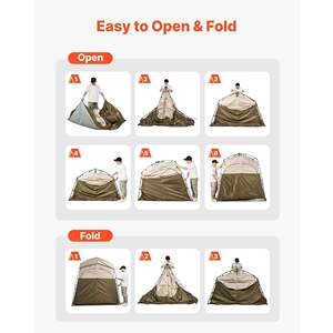 Portable <b>2</b>-<b>Room</b> Camping Shower <b>Tent</b> Ground Stakes Ropes Silver Coating 150D Oxford Fabric Foldable Privacy Changing <b>Room</b> Carry - Product Image 5