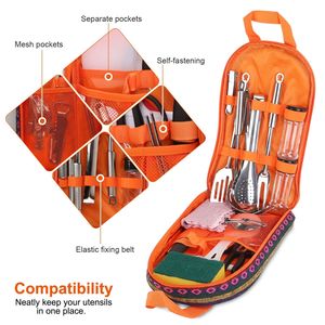 Kit de cuisine portable 19 pièces pour le camping, équipement de cuisine pour pique-nique, feu de camp et barbecue - Product Image 2