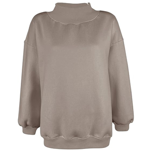 Hot-selling Custom logo Women's Cotton Unisex Reversible Mockneck Sweatshirt Oversized Pullover <b>Mock</b> <b>Neck</b> Sweatshirt for Women - Product Image 3