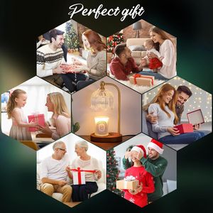 Lampe chauffe-bougie à intensité variable en laiton antique avec minuterie, pot à cire fondante, idéale pour la fête des Mères, un anniversaire ou comme idée cadeau de Noël - Product Image 5