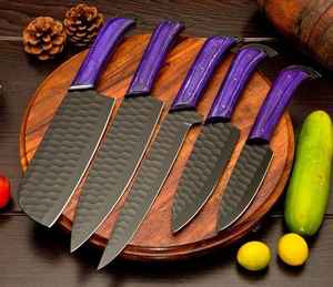 Produit industriel japonais de qualité professionnelle Palace LLC, couteaux forgés à la main en acier au carbone, ensemble de cinq pièces, haute qualité, OEM professionnel - Product Image 1